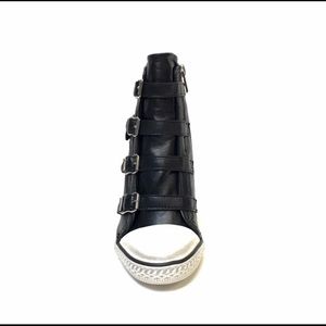 Ash Thelma Black Leather Wedge Shoes NIB